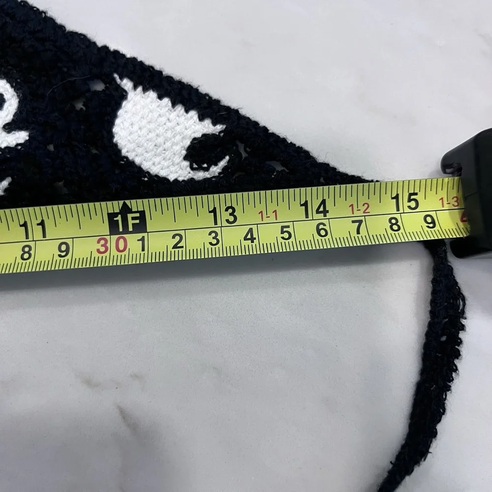 Crochet Head Scarf Halloween Black White Ghosts‎ Boo One Size